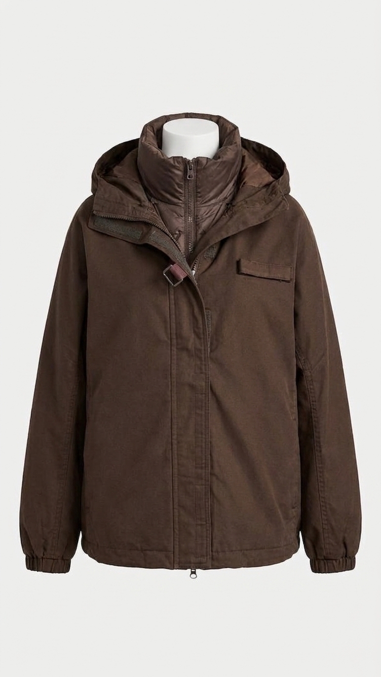 NEW LINE AND DOT forest anorak jacket in chocolate